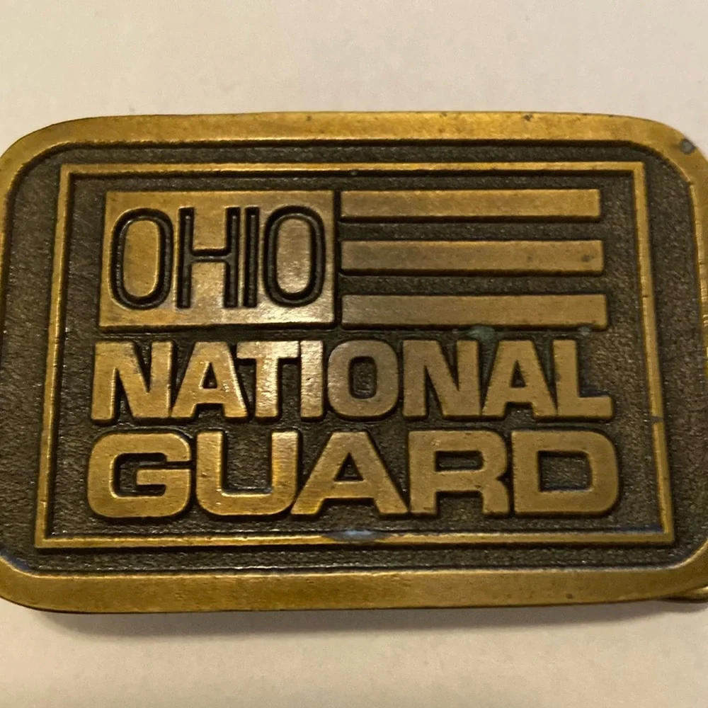 Vintage Ohio National Guard Brass Belt Buckle Raye Limited